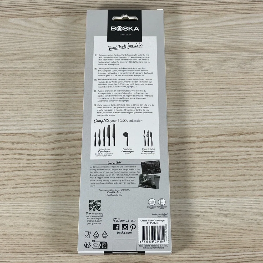 BOSKA Stainless-Steel Cheese Slicer Copenhagen Semi Hard & Hard Cheese NEW